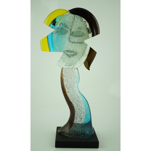 12 - ** ** After Alessandro Barbaro, a Murano glass Cubist style head of a woman, 55cm highPlease note th... 