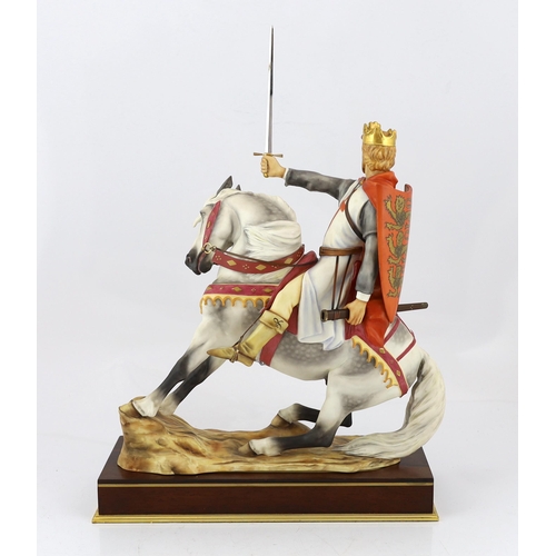 121 - Bernard Winskill (d.1980), a Royal Worcester porcelain equestrian group of Richard Coeur de Lion, li... 