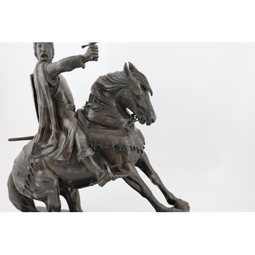 122 - Bernard Winskill (d.1980), a Royal Worcester foundry bronze equestrian group Richard Coeur de Lion, ... 