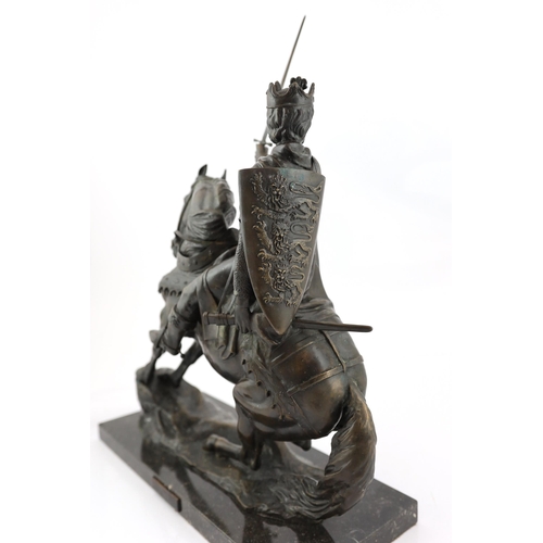 122 - Bernard Winskill (d.1980), a Royal Worcester foundry bronze equestrian group Richard Coeur de Lion, ... 