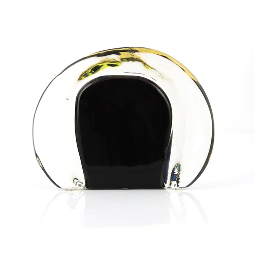 13 - ** ** A Murano glass dome, with clear glass encasing an abstract figure, in gold, yellow and turquoi... 