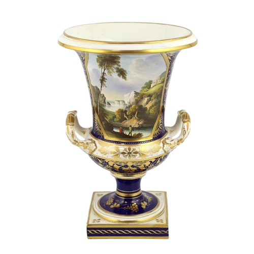 139 - A large Bloor Derby campana landscape vase, c.1830, painted with a large titled landscape View in S... 