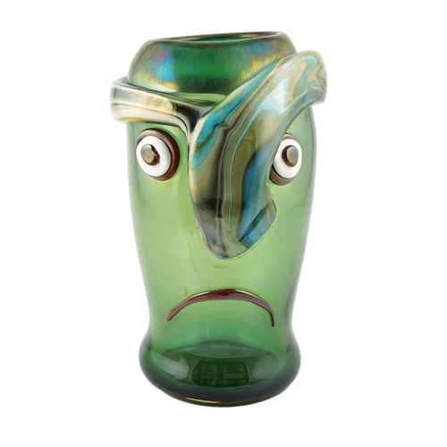 15 - ** ** Oscar Zanetti (1961-), a Murano green ground glass Cubist style head of a man, signed, 36cm hi... 