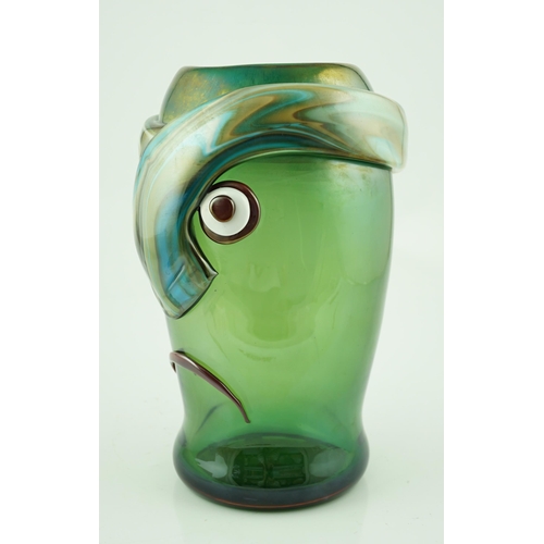 15 - ** ** Oscar Zanetti (1961-), a Murano green ground glass Cubist style head of a man, signed, 36cm hi... 