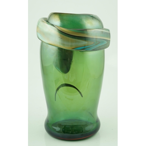 15 - ** ** Oscar Zanetti (1961-), a Murano green ground glass Cubist style head of a man, signed, 36cm hi... 