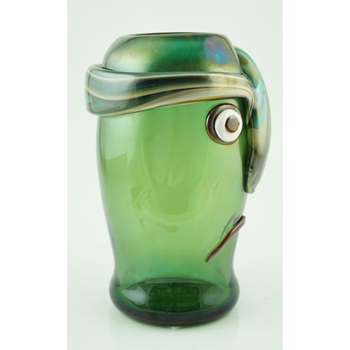 15 - ** ** Oscar Zanetti (1961-), a Murano green ground glass Cubist style head of a man, signed, 36cm hi... 