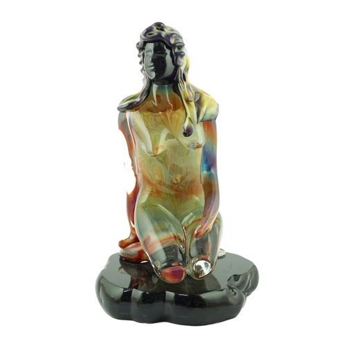 16 - ** ** Dino Rosin (1948-), a Murano chalcedony iridescent glass model of a young nude woman, with lon... 