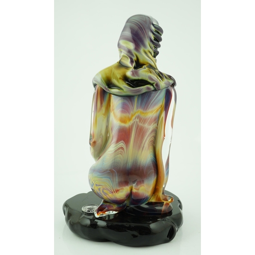 16 - ** ** Dino Rosin (1948-), a Murano chalcedony iridescent glass model of a young nude woman, with lon... 