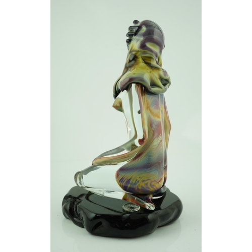 16 - ** ** Dino Rosin (1948-), a Murano chalcedony iridescent glass model of a young nude woman, with lon... 