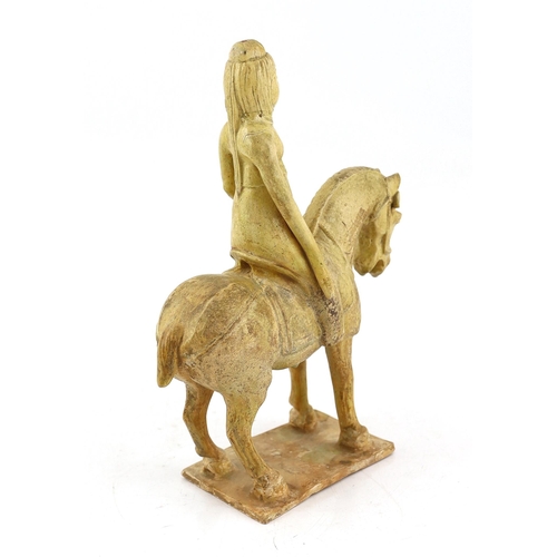 172 - * * A Chinese straw glazed pottery model of a horse and female rider, Tang dynasty (618-906 AD), 31c... 