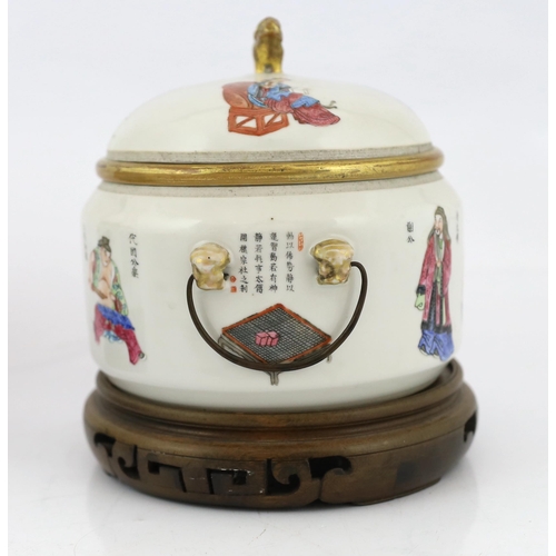 174 - A pair of Chinese famille rose 'Wu Shuang Pu' porridge pots, liners and covers, Daoguang seal marks ... 