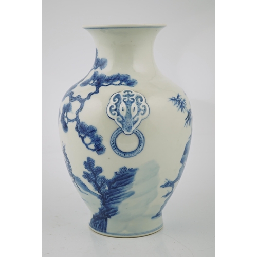 A Chinese blue and white deer and pine vase, Qianlong seal mark but ...