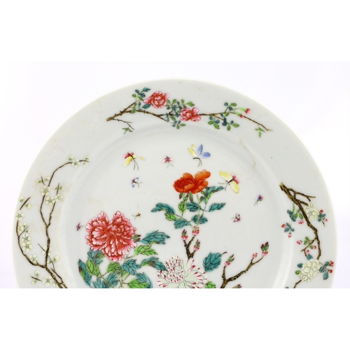 193 - A Chinese famille rose 'peony' plate, Guangxu mark and of the period (1875-1908), finely painted wit... 