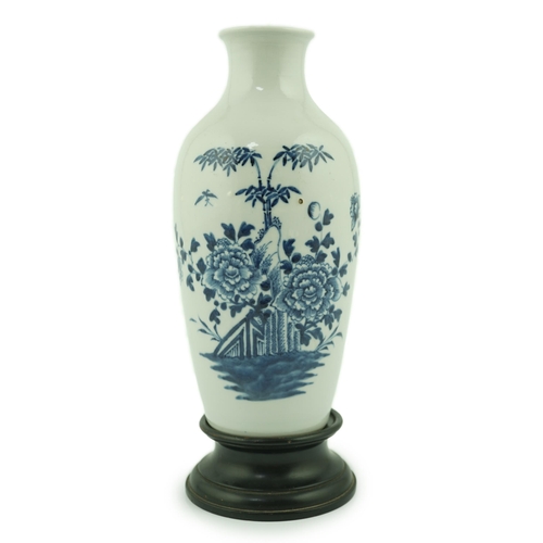 195 - A Chinese blue and white peonies and bamboo vase, Jiaqing period, of ovoid form, painted with peon... 