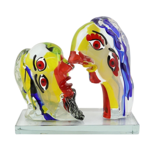 2 - ** ** Walter Furlan (1931-), a Murano glass sculpture depicting two Cubist style heads, signed and i... 