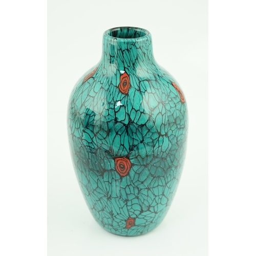 20 - ** ** Vittorio Ferro (1932-2012), a Murano glass Murrine vase, decorated with red and green stylised... 