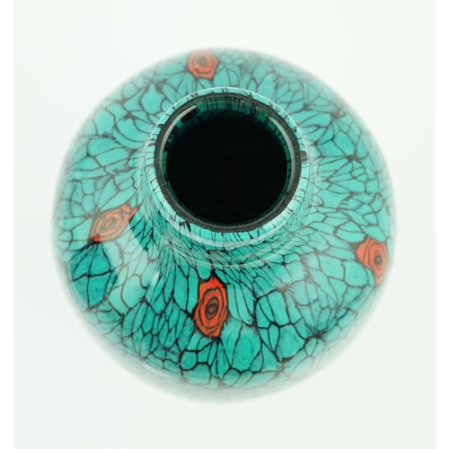 20 - ** ** Vittorio Ferro (1932-2012), a Murano glass Murrine vase, decorated with red and green stylised... 