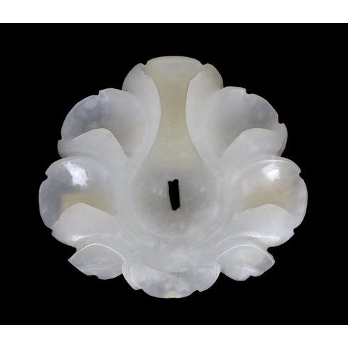 223 - * * A Chinese small white jade flower head, Song/Yuan dynasty, 12th/13th century, in the form of a h... 