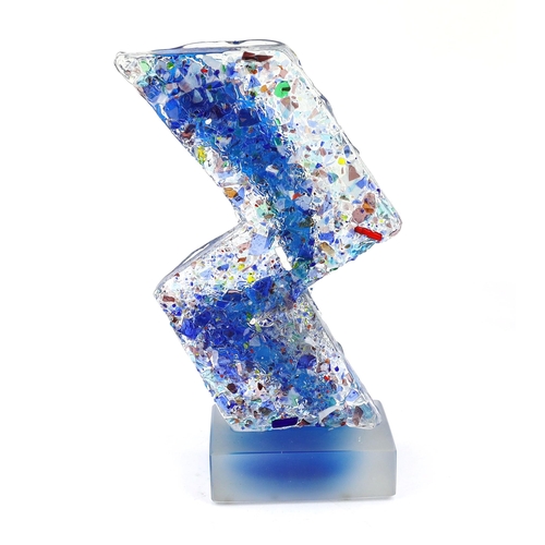 23 - ** ** A Murano glass abstract model of a leaping fish, signed, 39cm highPlease note this lot attract... 