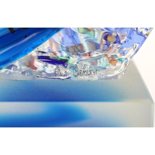 23 - ** ** A Murano glass abstract model of a leaping fish, signed, 39cm highPlease note this lot attract... 