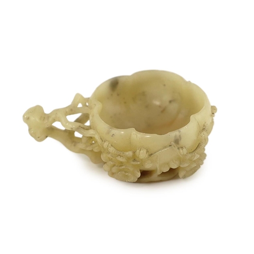 233 - CORRECTION: A Chinese creamy white soapstone NOT jade ‘plum blossom’ cup, 18th/19th century, 18th/19... 