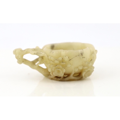 233 - CORRECTION: A Chinese creamy white soapstone NOT jade ‘plum blossom’ cup, 18th/19th century, 18th/19... 