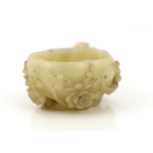 233 - CORRECTION: A Chinese creamy white soapstone NOT jade ‘plum blossom’ cup, 18th/19th century, 18th/19... 