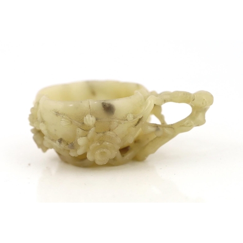 233 - CORRECTION: A Chinese creamy white soapstone NOT jade ‘plum blossom’ cup, 18th/19th century, 18th/19... 