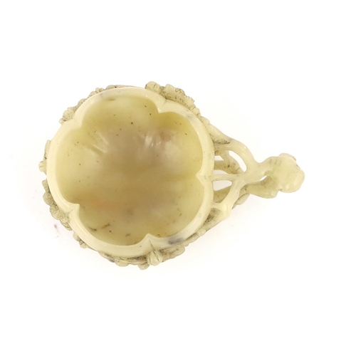 233 - CORRECTION: A Chinese creamy white soapstone NOT jade ‘plum blossom’ cup, 18th/19th century, 18th/19... 