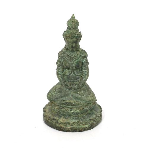 247 - * * A bronze seated figure of Tara, Central Java, 9th century, 13cmProvenance: Spink & Son Ltd, Lond... 