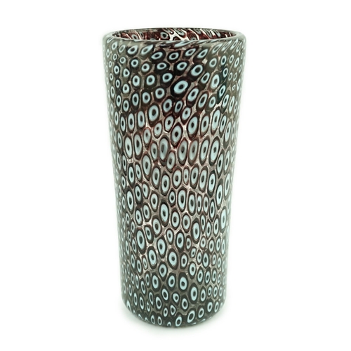 25 - ** ** Vittorio Ferro (1932-2012), a Murano glass Murrine vase, with a light blue peacock feather e... 