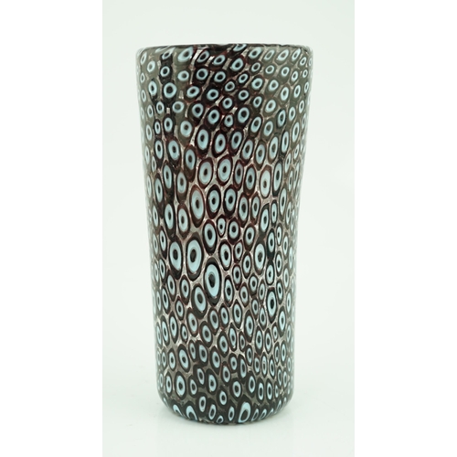 25 - ** ** Vittorio Ferro (1932-2012), a Murano glass Murrine vase, with a light blue peacock feather e... 