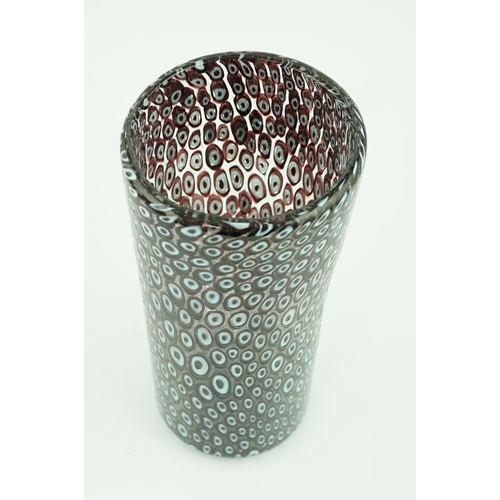 25 - ** ** Vittorio Ferro (1932-2012), a Murano glass Murrine vase, with a light blue peacock feather e... 