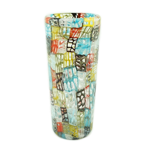 27 - ** ** Vittorio Ferro (1932-2012), a Murano glass Murrine vase, cylindrical shaped, with multi-colour... 