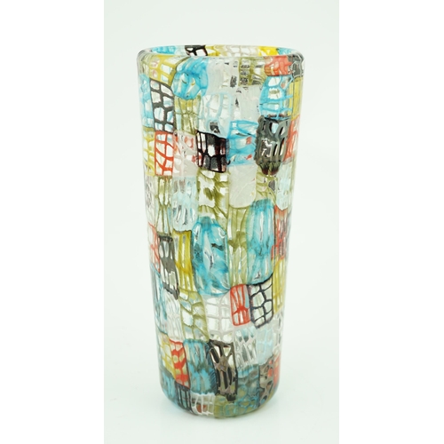 27 - ** ** Vittorio Ferro (1932-2012), a Murano glass Murrine vase, cylindrical shaped, with multi-colour... 