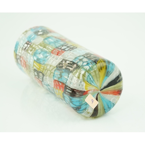 27 - ** ** Vittorio Ferro (1932-2012), a Murano glass Murrine vase, cylindrical shaped, with multi-colour... 