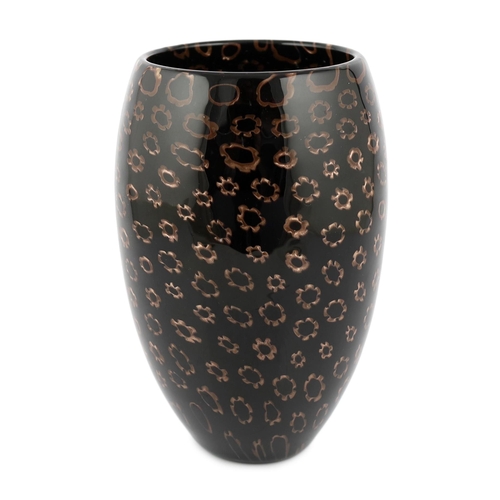 28 - ** ** Vittorio Ferro (1932-2012), a Murano glass Murrine vase, ovoid shaped, with bronze flower head... 