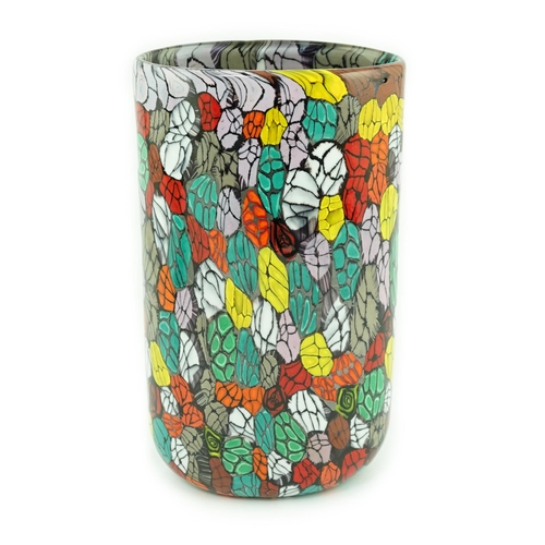 29 - ** ** Vittorio Ferro (1932-2012), a Murano glass Murrine vase, cylindrical, with multicoloured decor... 