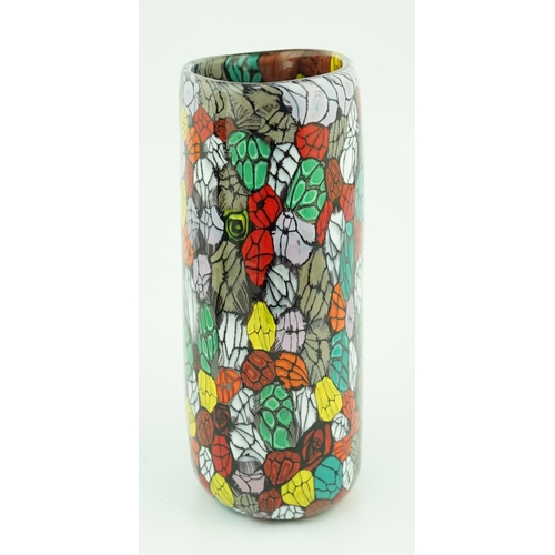 29 - ** ** Vittorio Ferro (1932-2012), a Murano glass Murrine vase, cylindrical, with multicoloured decor... 