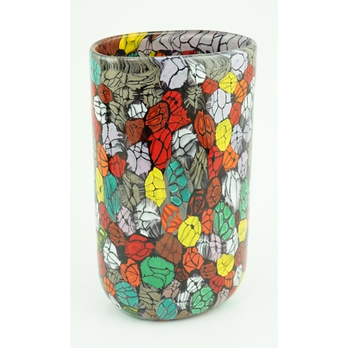 29 - ** ** Vittorio Ferro (1932-2012), a Murano glass Murrine vase, cylindrical, with multicoloured decor... 