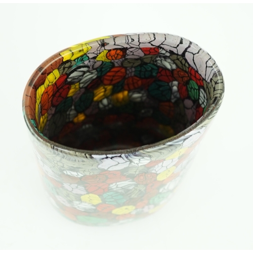 29 - ** ** Vittorio Ferro (1932-2012), a Murano glass Murrine vase, cylindrical, with multicoloured decor... 