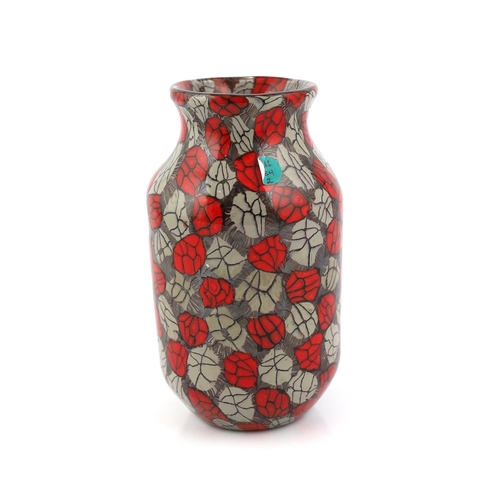 3 - ** ** Vittoria Ferro (1932-2012), a Murano glass Murrine vase, in red and grey, unsigned, 23cm highP... 