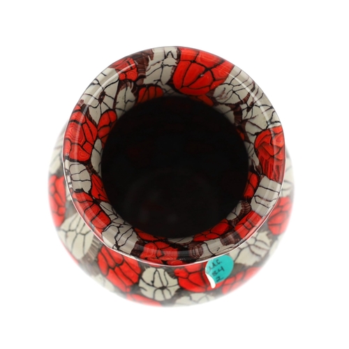 3 - ** ** Vittoria Ferro (1932-2012), a Murano glass Murrine vase, in red and grey, unsigned, 23cm highP... 