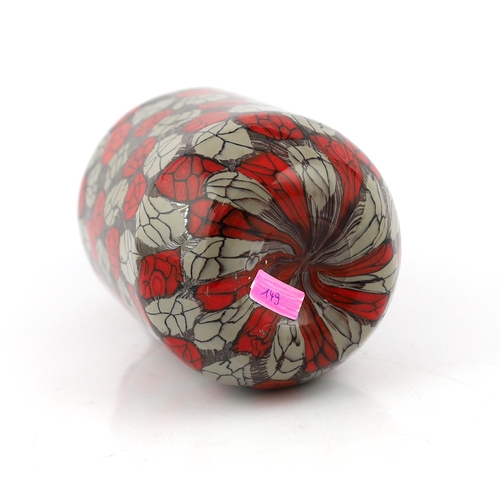 3 - ** ** Vittoria Ferro (1932-2012), a Murano glass Murrine vase, in red and grey, unsigned, 23cm highP... 