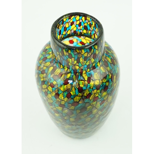 31 - ** ** Vittorio Ferro (1932-2012), a Murano glass Murrine vase, ovoid shaped, with a multicoloured de... 