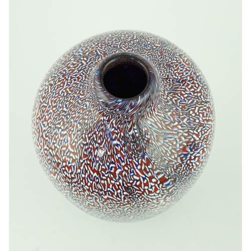 32 - ** ** Vittorio Ferro (1932-2012), a Murano glass Murrine vase, ovoid shaped, with blue and red murri... 