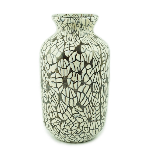 33 - ** ** Vittorio Ferro (1932-2012), a Murano glass Murrine vase, with a black and white leaf pattern, ... 