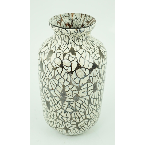 33 - ** ** Vittorio Ferro (1932-2012), a Murano glass Murrine vase, with a black and white leaf pattern, ... 