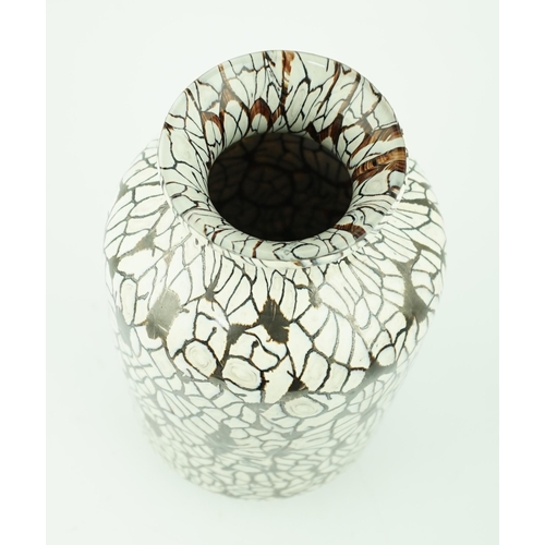 33 - ** ** Vittorio Ferro (1932-2012), a Murano glass Murrine vase, with a black and white leaf pattern, ... 