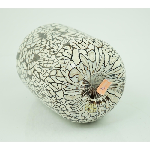 33 - ** ** Vittorio Ferro (1932-2012), a Murano glass Murrine vase, with a black and white leaf pattern, ... 